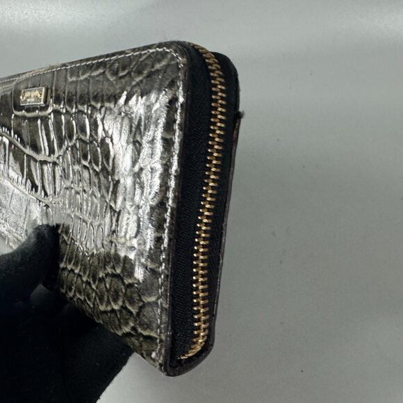 Kate Spade New York Croc-Print Green Patent Leather Zip-Around Long Wallet - Picture 11 of 13